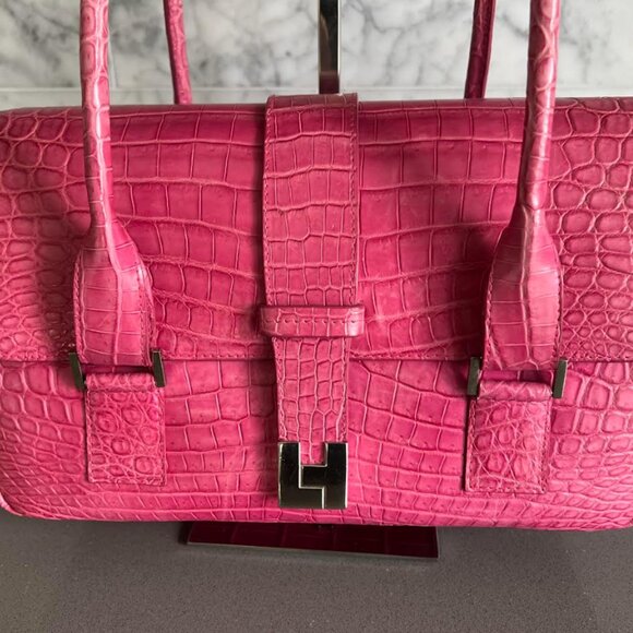 $6.2K LAMBERTSON TRUEX PINK CROCODILE PURSE BAG *TIFFANY & CO* - Picture 2 of 12